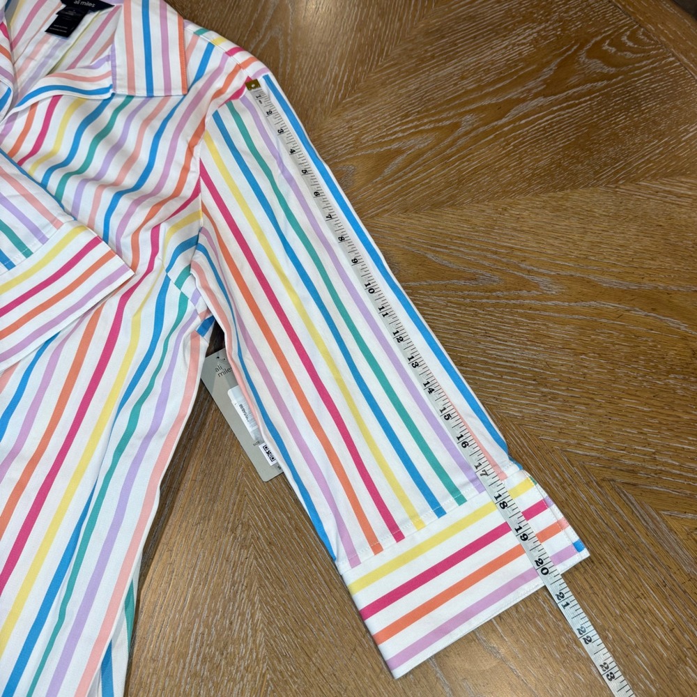 Ali Miles NWT Collared Striped Shirt Pastel Size Large - Picture 10 of 10